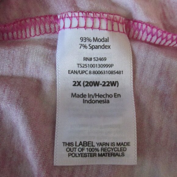 TERRA & SKY WOMEN'S SZ 2 XL (20 / 22) V - NECK TEE ORCHID TIE DYE SS T-SHIRT NWT - Picture 6 of 7